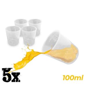 5x Disposable Measuring Cups 100ml