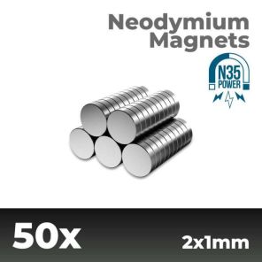 Neodymium Magnets 2x1mm - 50 units (N35)