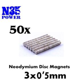 Neodymium Magnets 3x0'5mm - 50 units (N35)
